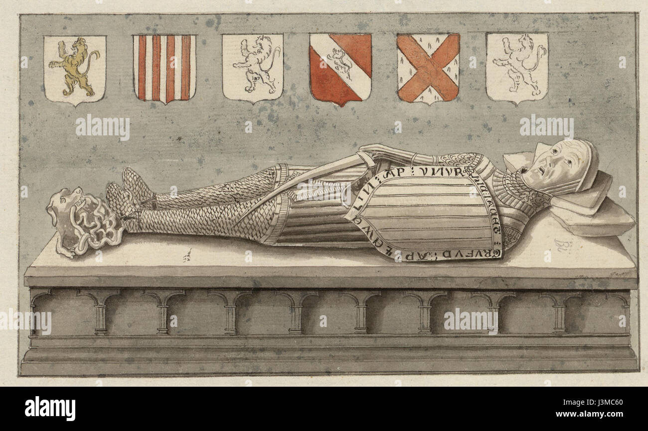 Gryffudd ap Llywelyn ap Ynyr ap Hywel Stockfoto