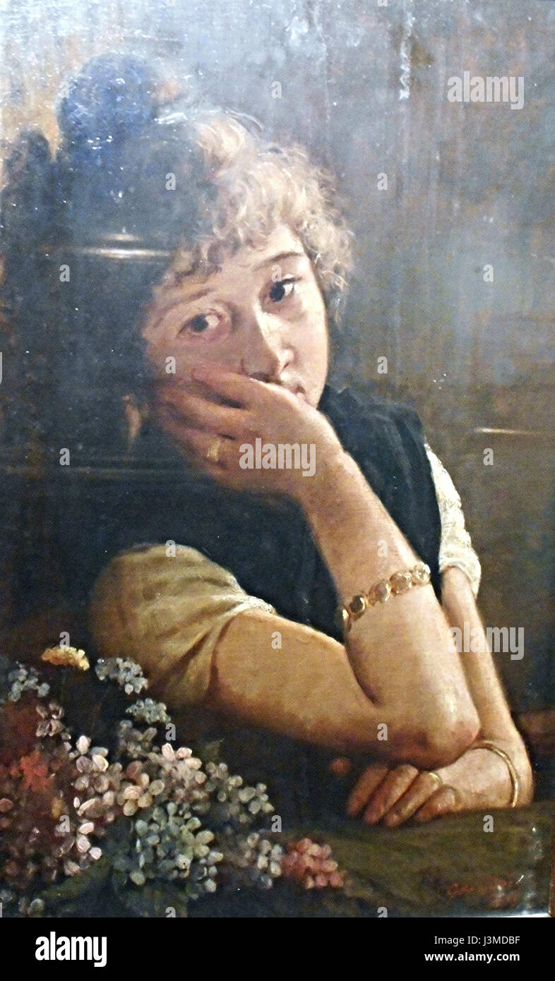 Girl (1898) von Giuseppe Donadio ist ein Gemälde aus Neapel, das die Porträtarbeit des Künstlers und seinen Stil nach 1870 zeigt, der seinen Einfluss im späten 19. Jahrhundert widerspiegelt. Stockfoto