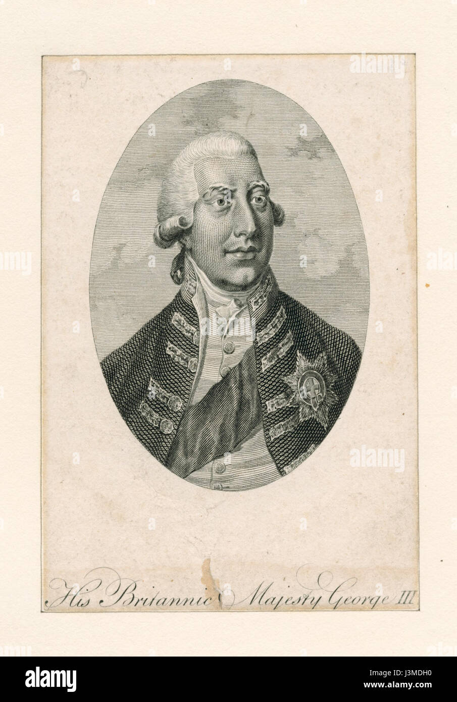 Dieses Porträt von Georg III., seiner britischen Majestät, entstand während seiner Regierungszeit. Es ist eine wichtige Darstellung des britischen Monarchen im späten 18. Und frühen 19. Jahrhundert. Stockfoto