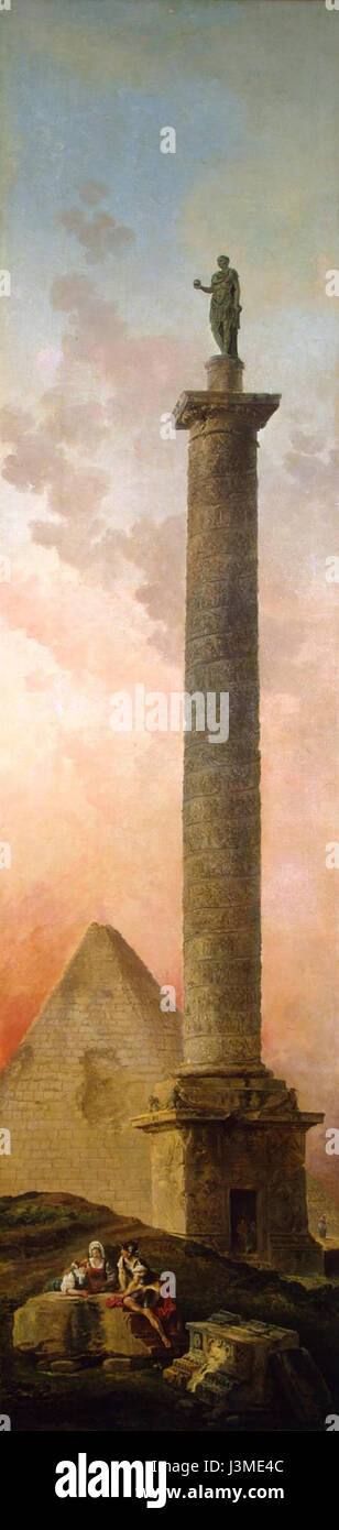 Hubert Robert Landschaft mit einer triumphalen Spalte Stockfoto