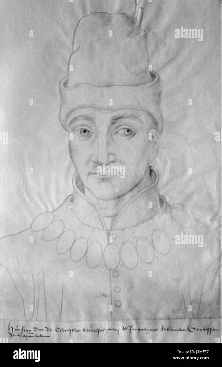 Humphrey, Duke of Gloucester, war eine Schlüsselfigur der englischen Geschichte im 15. Jahrhundert. Seine politischen und militärischen Rollen waren während der Rosenkriege von zentraler Bedeutung, wo er großen Einfluss hatte. Stockfoto