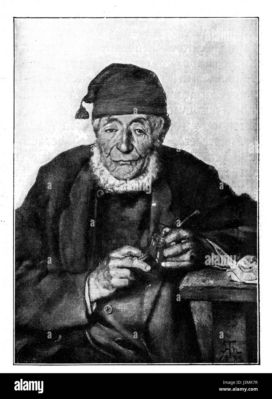 Hans Thoma Rauchender Bauer Stockfoto