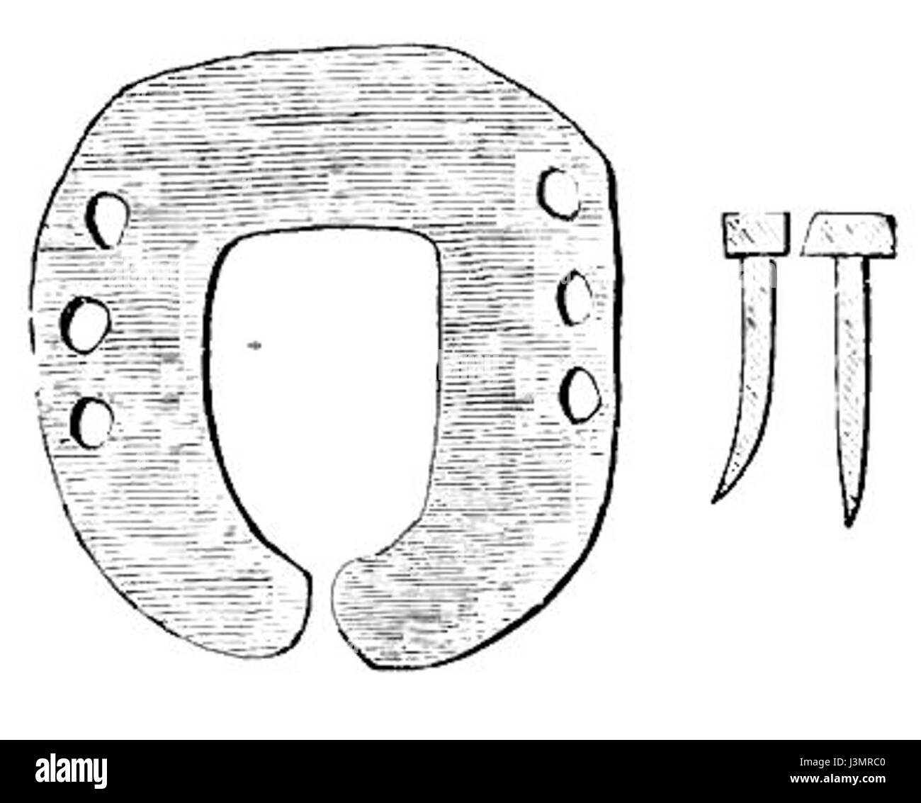 Hufeisen und Schneeschuhwandern page246a Pferd Stockfoto