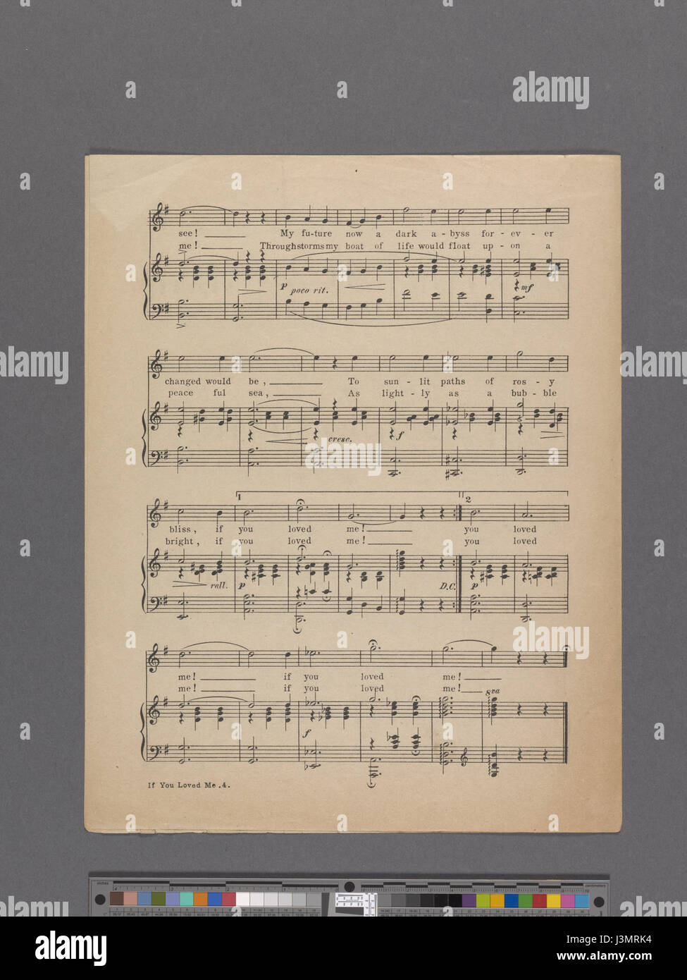 Dies ist ein Verweis auf ein literarisches oder künstlerisches Werk mit dem Titel „If You Loved Me“, das Teil der Sammlung der New York Public Library ist und möglicherweise mit Themen der Liebe oder Tragödie in Verbindung gebracht wird. Stockfoto