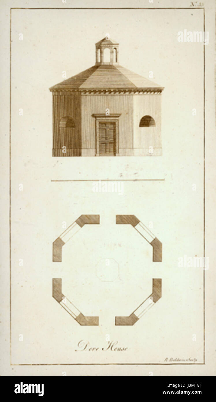 Das Holkham Dove House in Norfolk, England, ist ein historisches Gebäude, das zur Züchtung und Unterbringung von Tauben genutzt wird und architektonischen Stil und funktionales Design bietet. Stockfoto