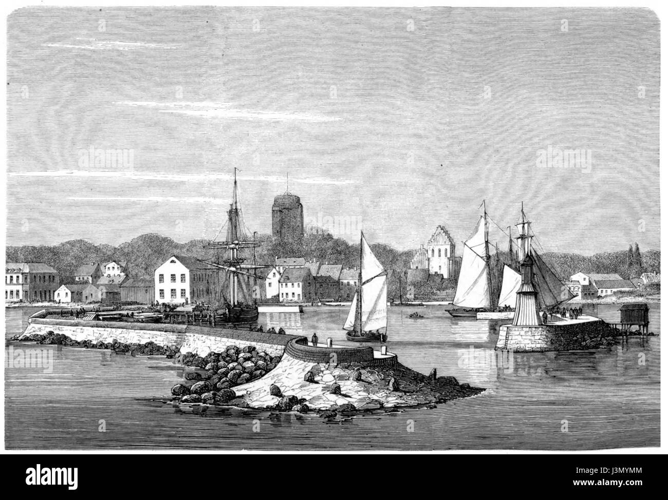 Helsingborgs Hamnøya 1867 Stockfoto