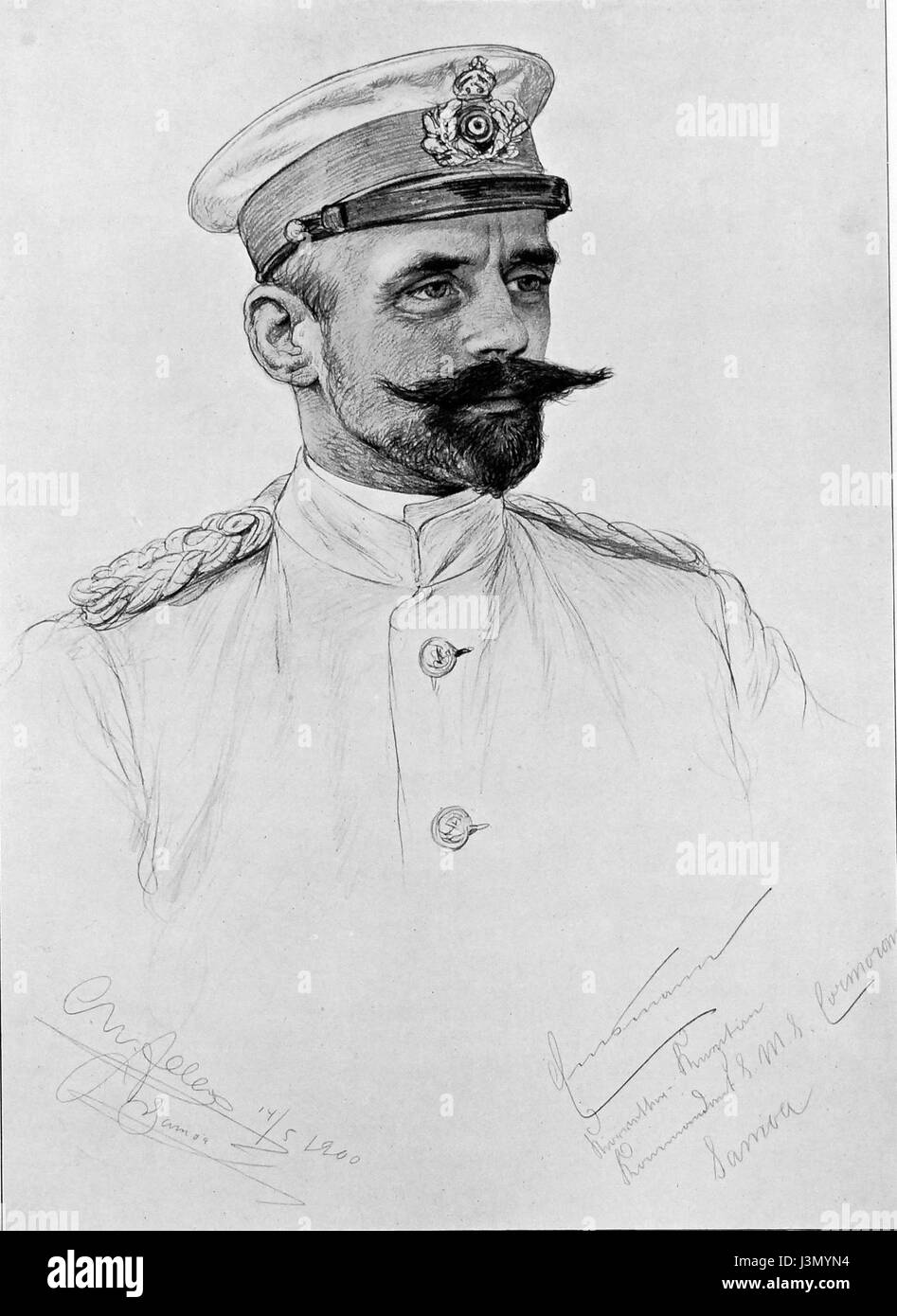 Der 1858 geborene deutsche Künstler Hugo Emsmann wurde von C.W. Allers porträtiert. Seine Beiträge zur Kunst im späten 19. Und frühen 20. Jahrhundert sind bedeutend und zeigen seinen unverwechselbaren Stil und seine Herangehensweise an Porträts. Stockfoto