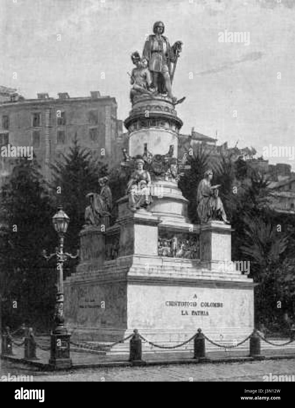 Gustav Adolf Closs Columbus-Denkmal in Genua 1892 Stockfoto