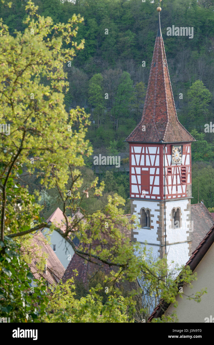 Kirche St. Urban, Kochertal, Schwäbisch Hall, Region Hohenlohe, Baden-Württemberg, Heilbronn-Franken, Deutschland Stockfoto