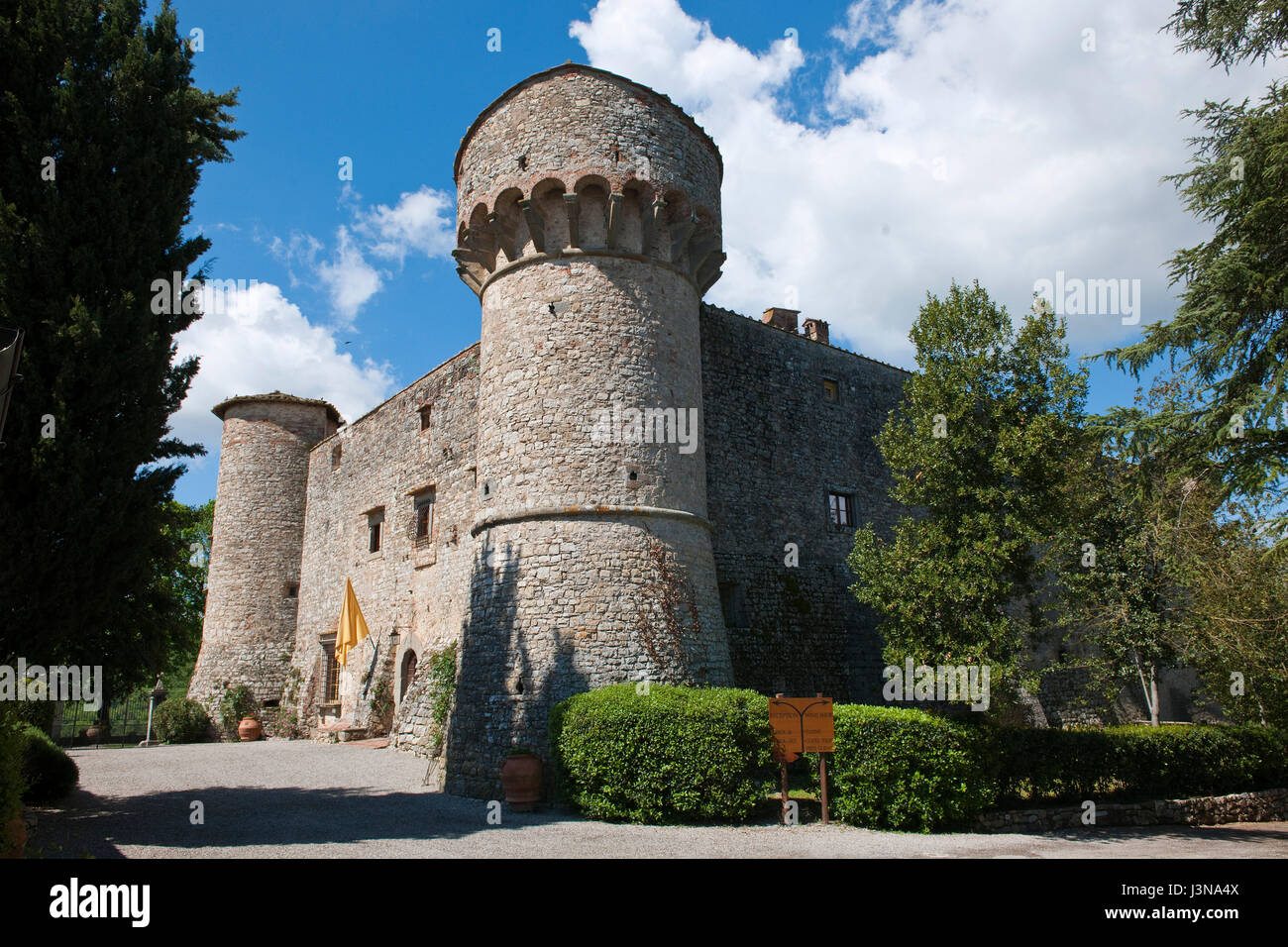 Castello di Meleto, Burg Meleto, Burg aus dem 11. Jahrhundert, Massellone Tal, Gaiole In Chianti, Siena, Toskana, Italien, Europa Stockfoto
