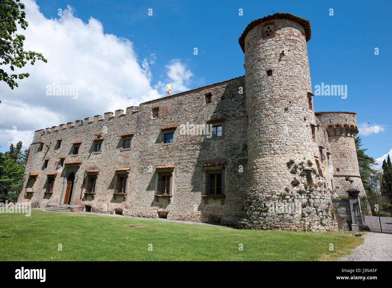 Castello di Meleto, Burg Meleto, Turm, Burg aus dem 11. Jahrhundert, Massellone Tal, Gaiole In Chianti, Siena, Toskana, Italien, Europa Stockfoto