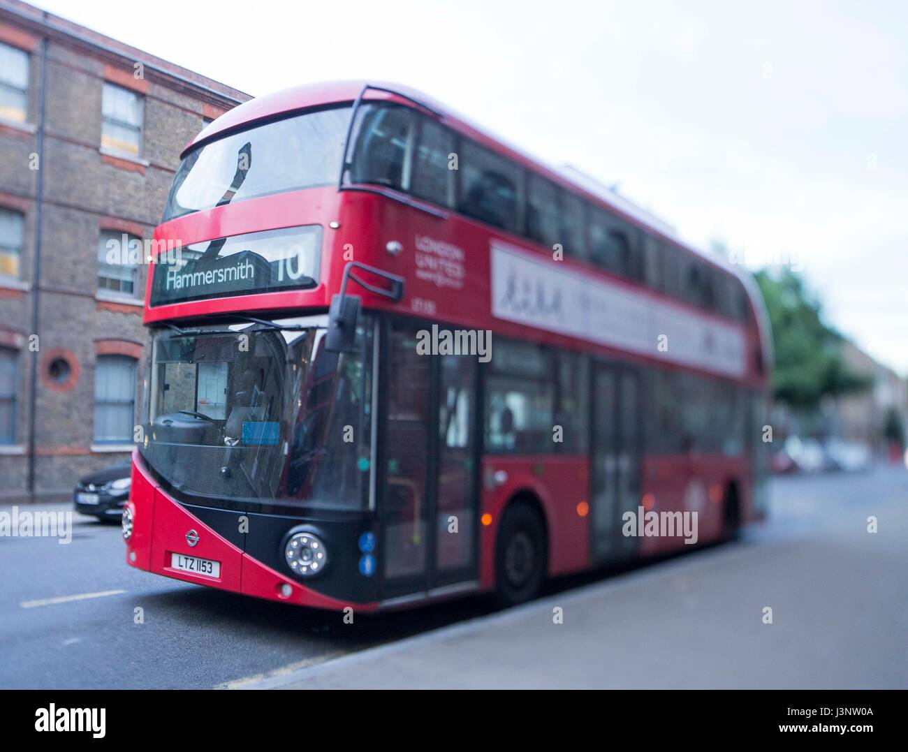 London-rote Doppeldecker-bus Stockfoto