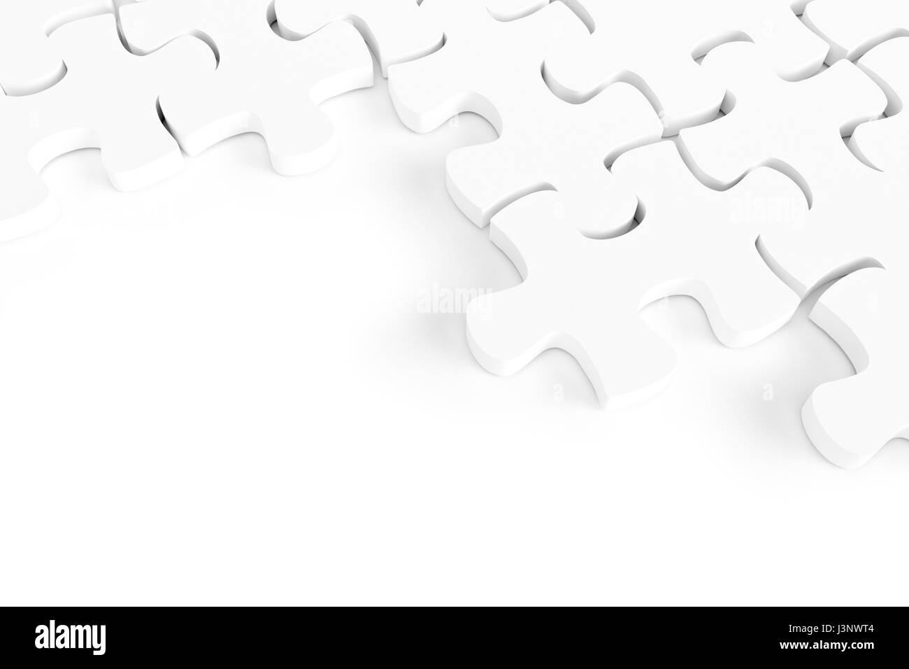 3D White Jigsaw Puzzle und Textfreiraum Stockfoto