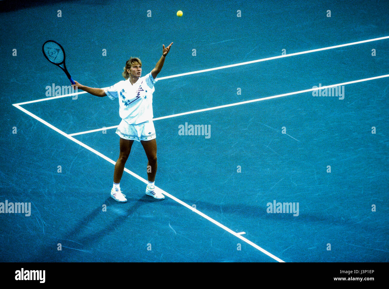 Steffi Graf (GER) im Wettbewerb bei den US Open 1987. Stockfoto