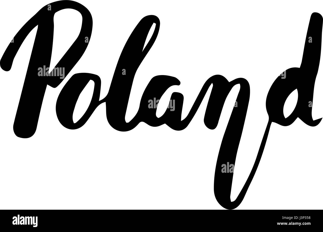 Polen hand Schriftzug. Isoliert auf weißem Hintergrund. Stock Vektor