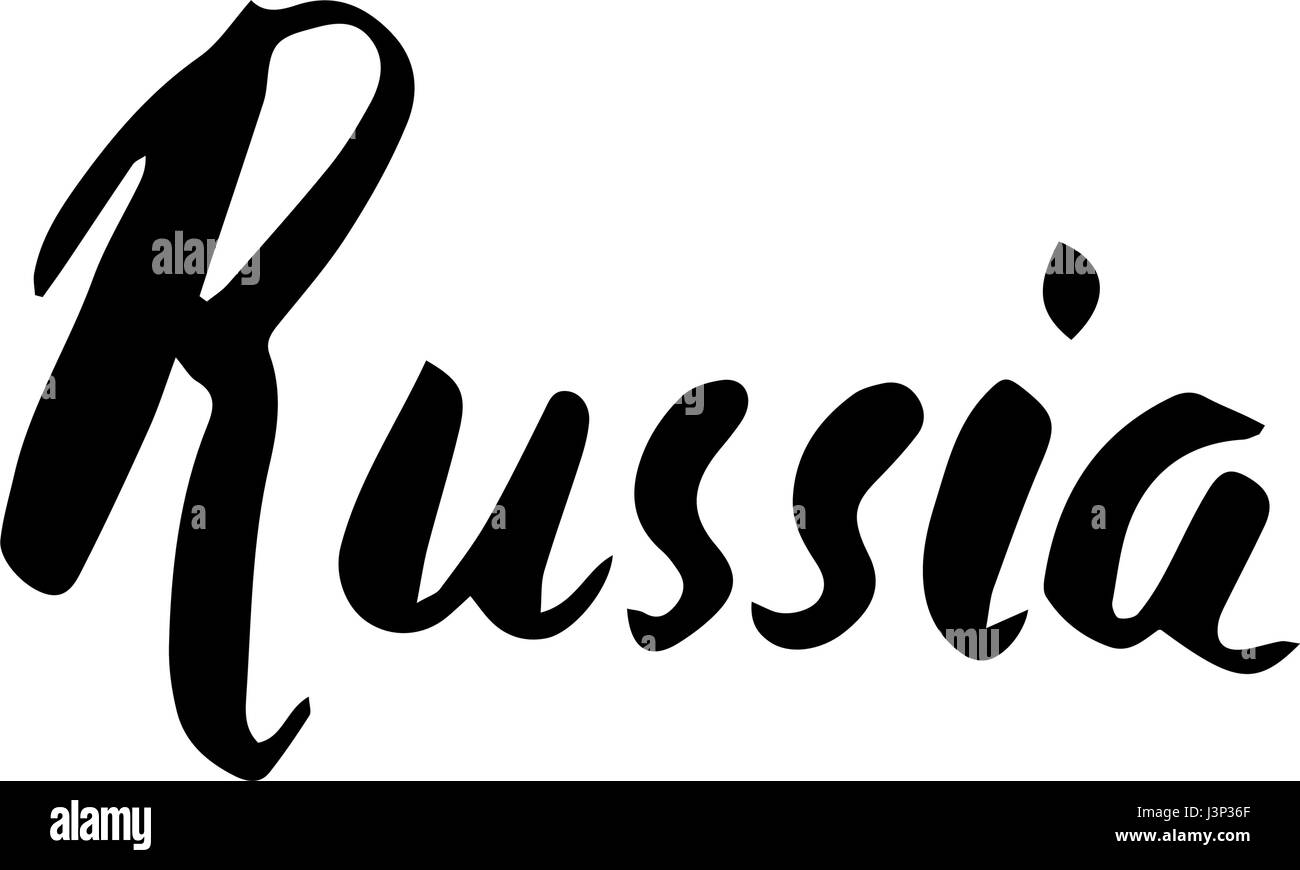 Russland hand Schriftzug. Isoliert auf weißem Hintergrund. Stock Vektor