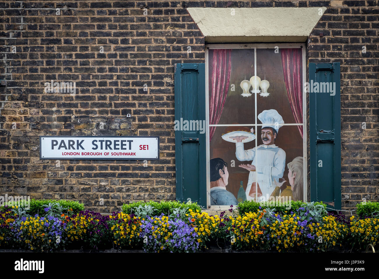 Straßenschild, The Market Porter, Parkstraße, Southwark, London Stockfoto