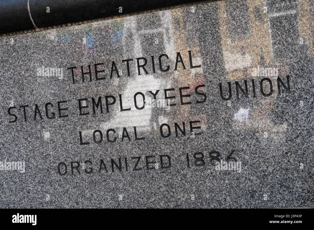 Theaterbühne Mitarbeiter Union Zeichen, Times Square, New York, USA Stockfoto