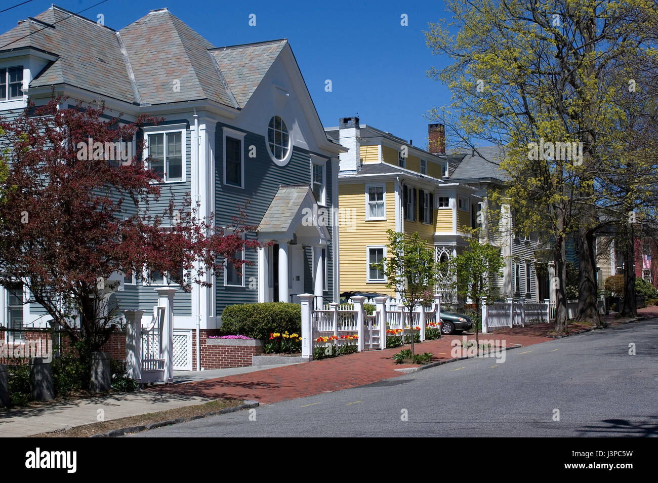 Häuser entlang der Congdon Street in Providenc, Rhode Island Stockfoto