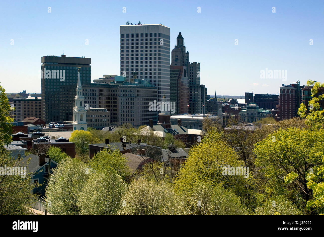 Blick auf Downtown Providence, Rhode Island, USA vom Prospect Park Terrasse Stockfoto