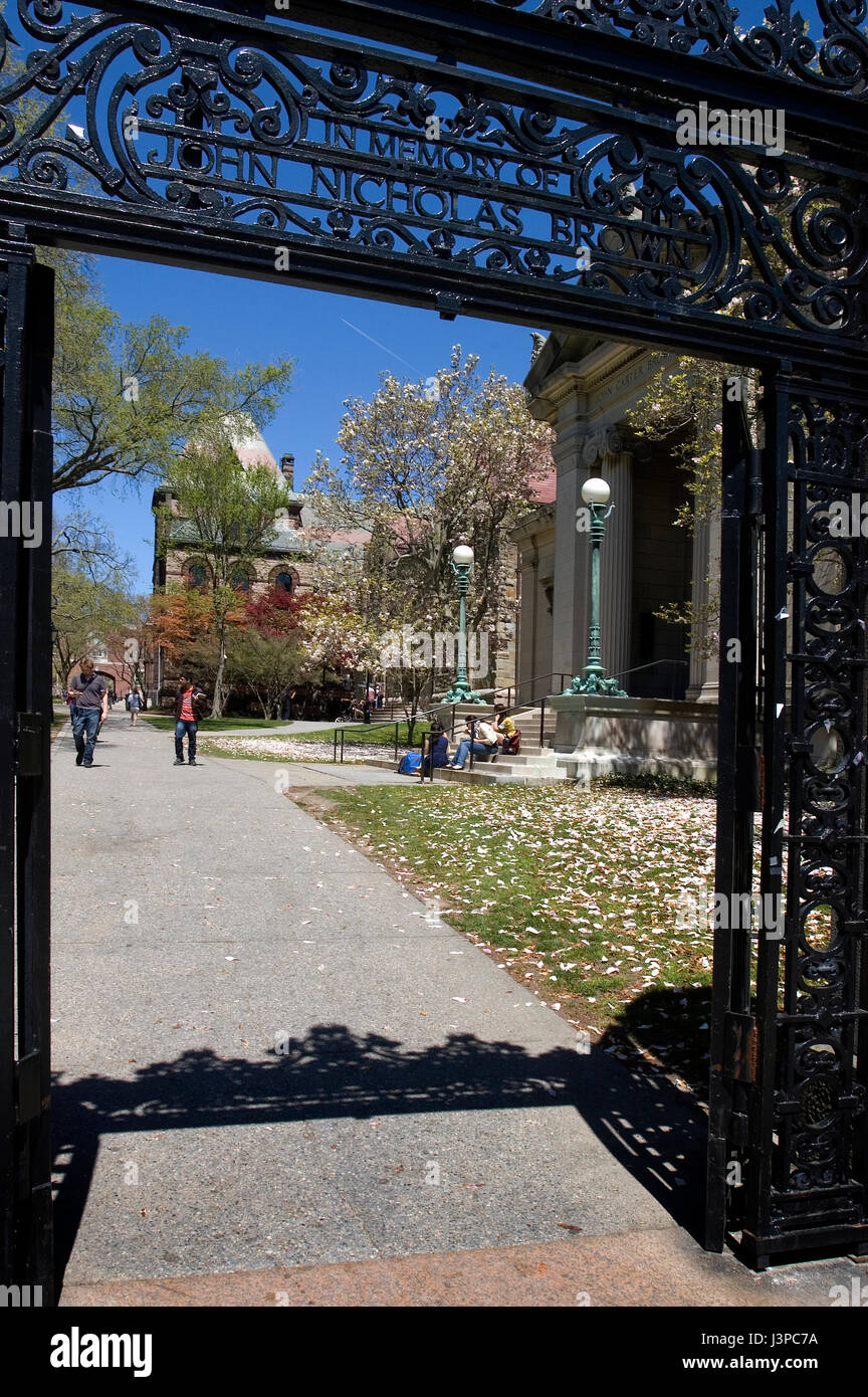 Ein Tor zum Campus Brown-Universität in Providence, Rhode Island, USA Stockfoto