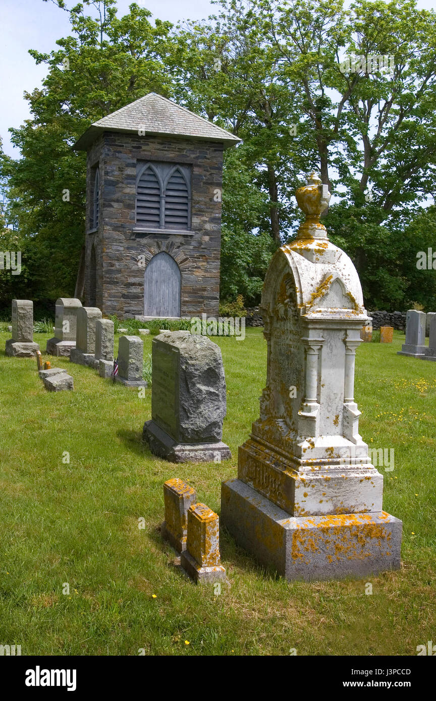 Ein historischer Friedhof in Little Compton, Rhode Island, USA Stockfoto