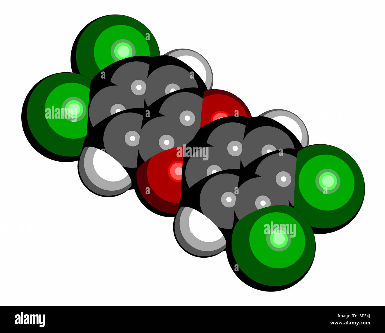 TCDD polychlorierte Dibenzodioxin Schadstoff Molekül (gemeinhin als Dioxin). Nebenprodukt gebildet während der Verbrennung von chlorhaltigen Materialien. Stockfoto