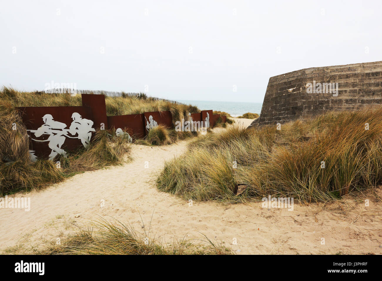 Deutsche Bunker am Juno Beach Courseulles-Sur - Mer, Basse-Normandie, Frankreich Stockfoto