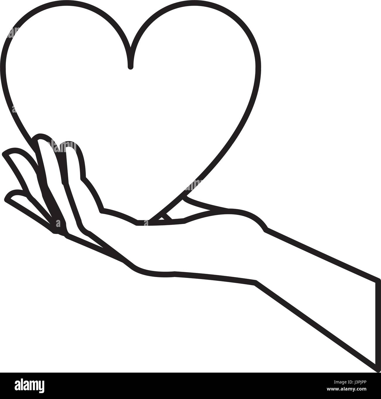 Hand mit Blut Spende Symbol Herzlinie Stock Vektor