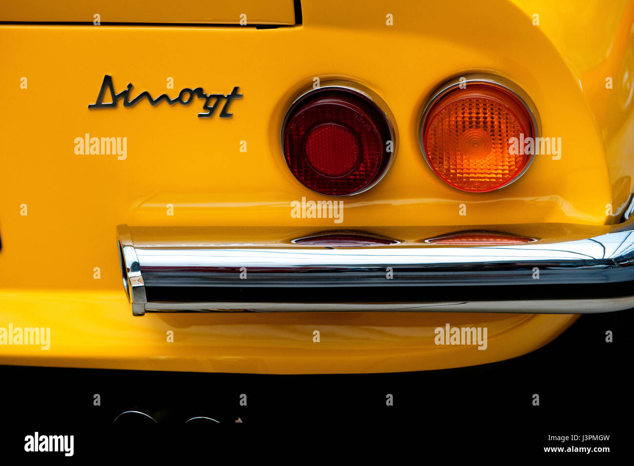 Design-Detail der Oldtimer Ferrari Dino 246 GT, Alfredo Ferrari, Pininfarina-Design, gebaut 1969-1974 in Modena, Italien, Europa Stockfoto