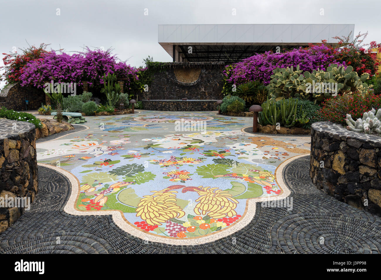 Mosaik Auf der Plaza la Glorieta, Las Manchas, La Palma, Spanien Stockfoto