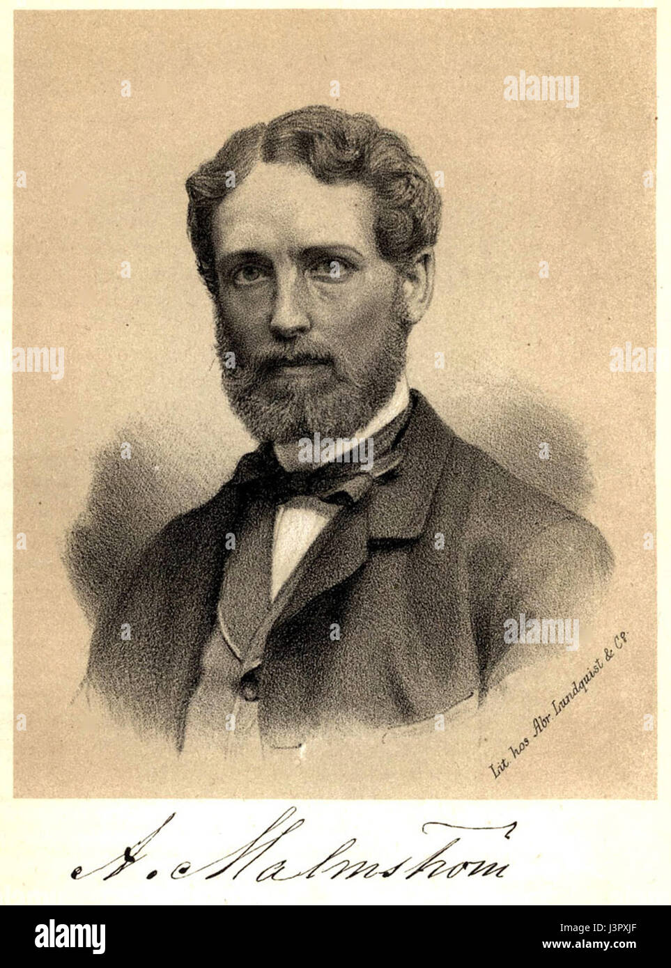 Johan August Malmstrom war ein schwedischer Künstler, der für seine Werke im romantischen Stil bekannt war, insbesondere für seine Gemälde historischer und mythologischer Szenen, die dramatische Momente in der schwedischen und europäischen Geschichte darstellten. Stockfoto