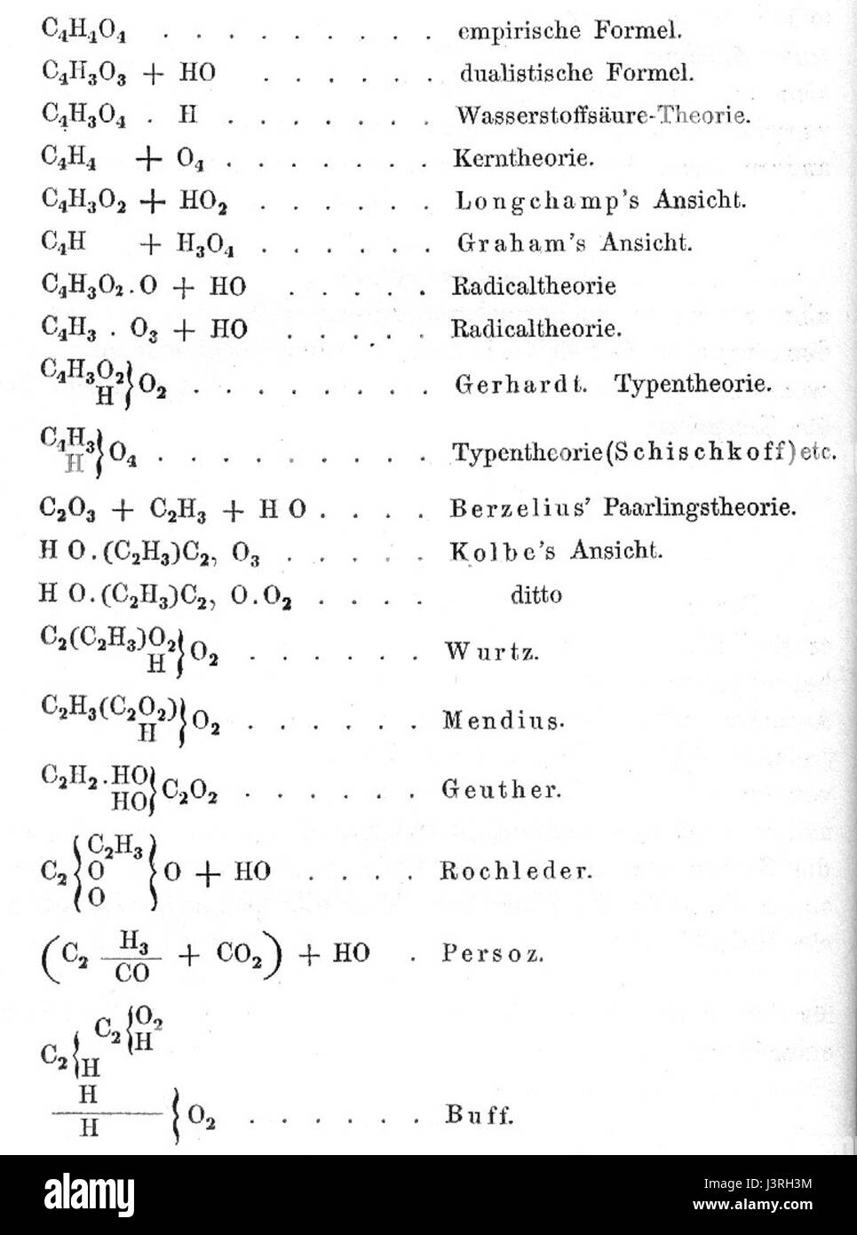 Die KekulÃ-Struktur für Essigsäure, die vom Chemiker August KekulÃ entwickelt wurde, repräsentiert die molekulare Struktur von Essigsäure, die ein Schlüsselbestandteil von Essig ist. Essigsäure hat bedeutende Anwendungen in der Chemie, Industrie und Lebensmittelkonservierung. Stockfoto