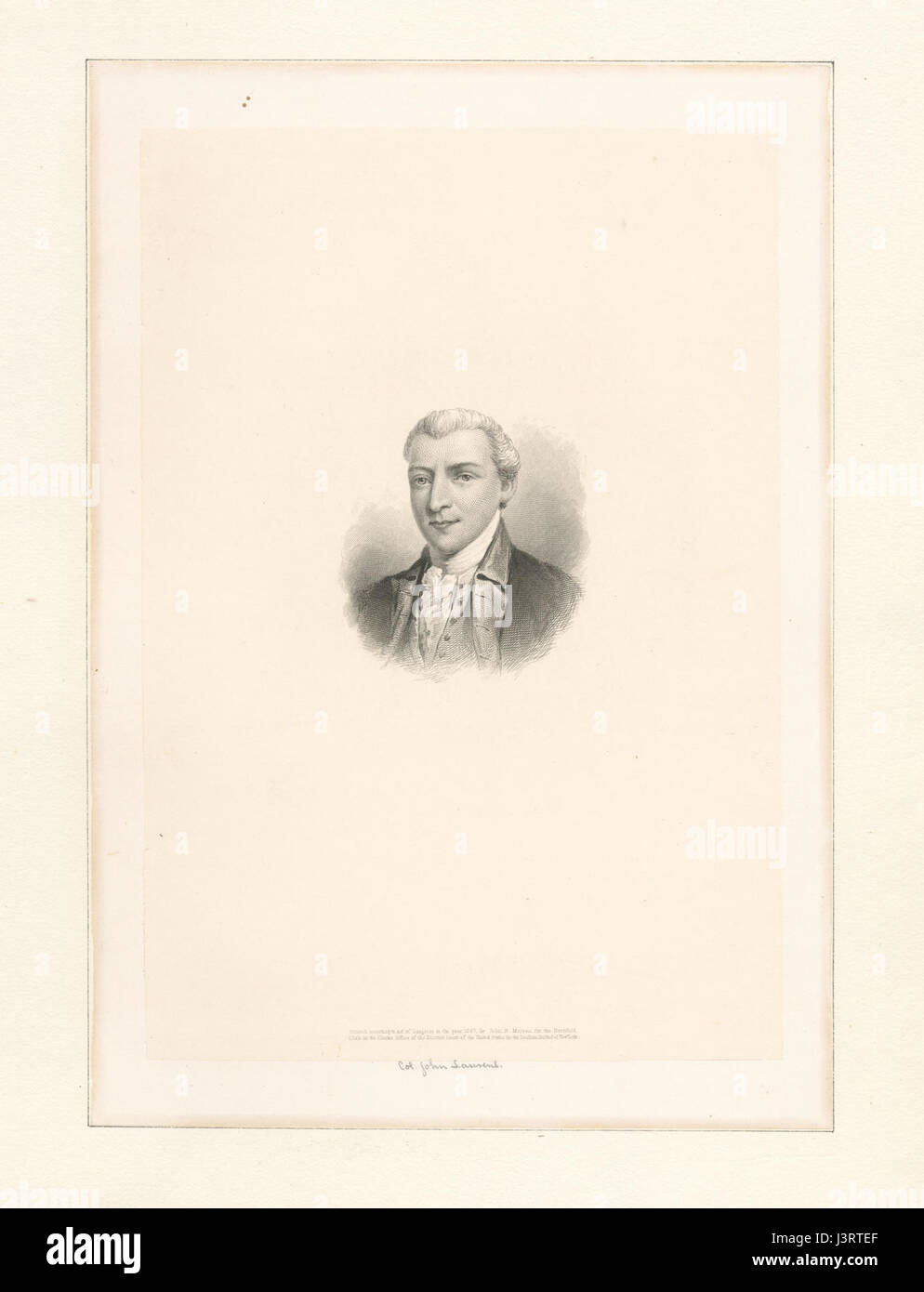 John Laurens war eine prominente Persönlichkeit in der Geschichte des Amerikanischen Unabhängigkeitskrieges, bekannt für seine Rolle in der Kontinentalarmee. Dieser Verweis unterstreicht sein Vermächtnis und seine Beiträge zur amerikanischen Unabhängigkeit. Stockfoto