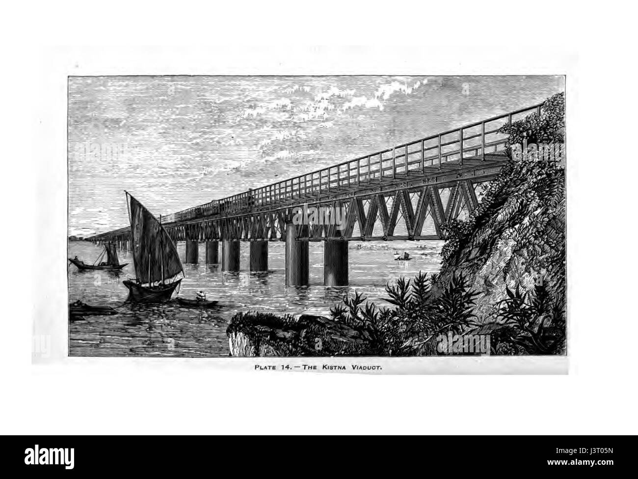 Kistna Viadukt, Great Indian Peninsula Railway Stockfoto