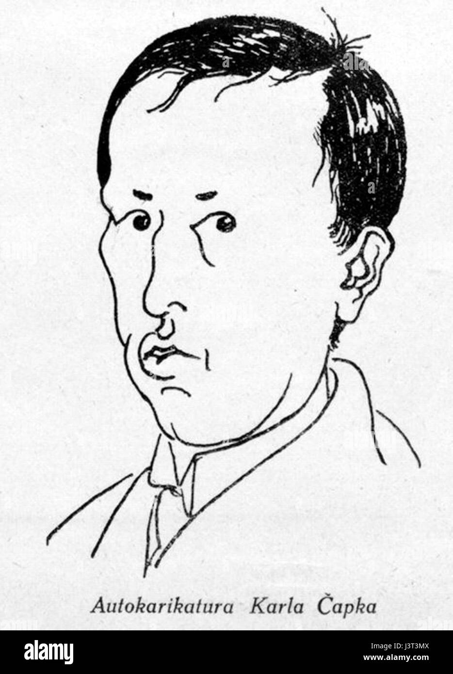 Dieser Cartoon von Karel Capek aus dem Jahr 1925 reflektiert die sozialen und politischen Fragen der Zeit. Capek, ein berühmter tschechischer Schriftsteller, war bekannt für seine scharfen Kommentare zu gesellschaftlichen Trends, einschließlich der zunehmenden Industrialisierung und politischen Entwicklungen. Stockfoto