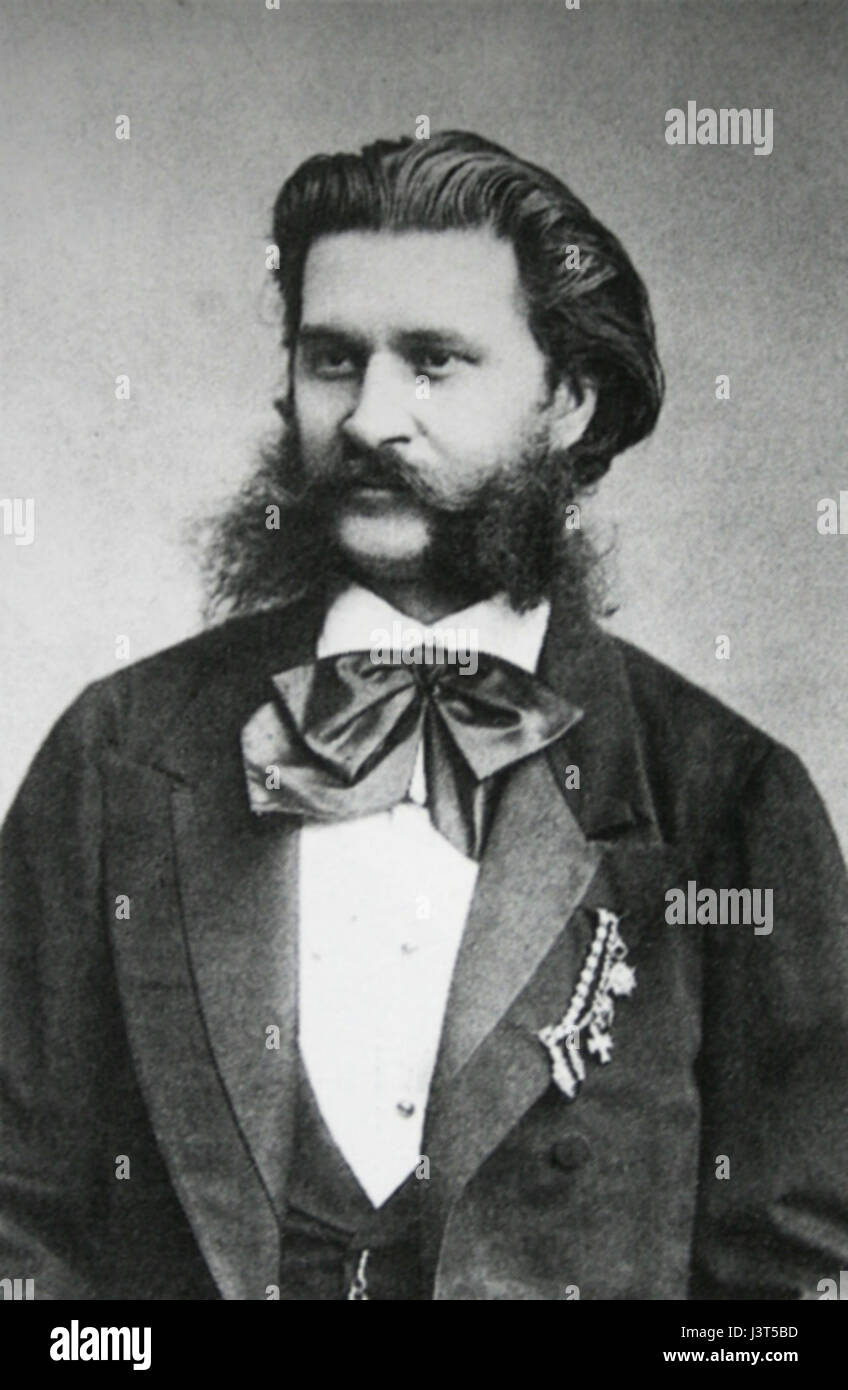 Johann Strauss Jr., ein prominenter Komponist aus dem 19. Jahrhundert, war bekannt für seine Walzer und Operetten. Seine Werke aus den 1860er Jahren, darunter berühmte Stücke wie die Blaue Donau, prägten das Genre und beeinflussten die klassische Musik. Stockfoto