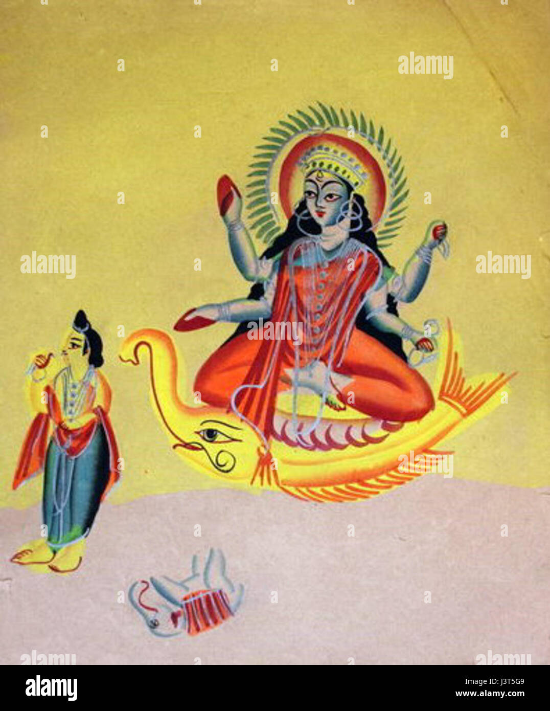 Kalighat Ganga bezieht sich auf ein Gebiet in der Nähe des Kalighat-Tempels in Kalkutta, Indien, das für seine Verbindung mit dem Ganga-Fluss berühmt ist. Die Stätte hat religiöse und historische Bedeutung und ist seit Jahrhunderten ein Zentrum der Anbetung. Stockfoto