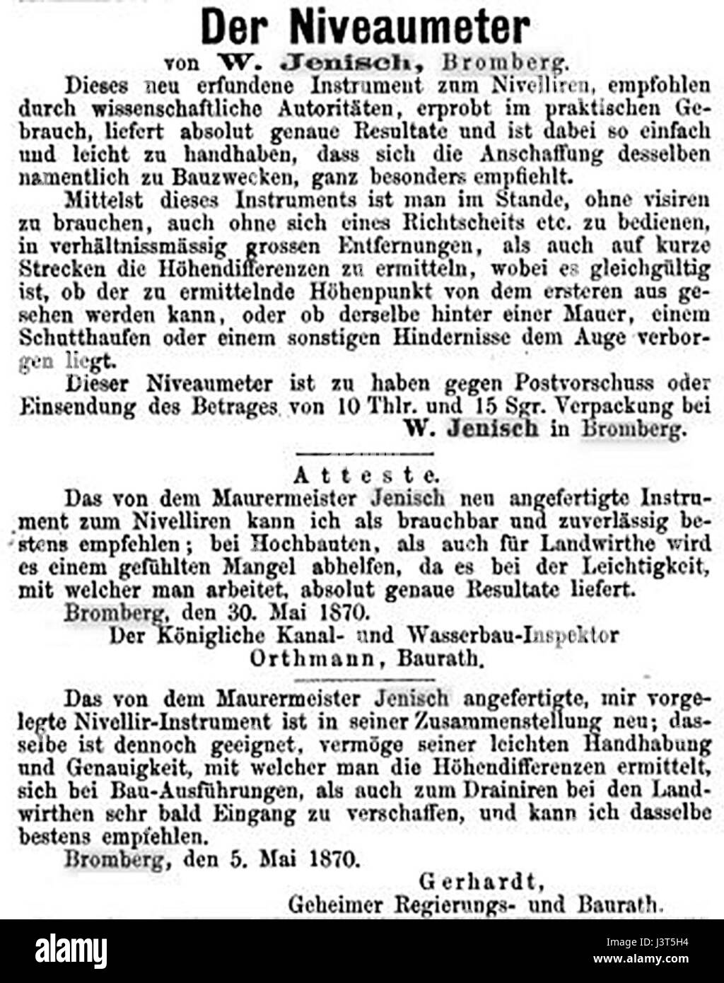 Das Jenisch Niveaumeter ist ein präzises Instrument zur Vermessung von Höhenunterschieden in Land- oder Wasseroberflächen. Es ist ein wichtiges Werkzeug für geodätische Messungen und topographische Vermessungen. Stockfoto