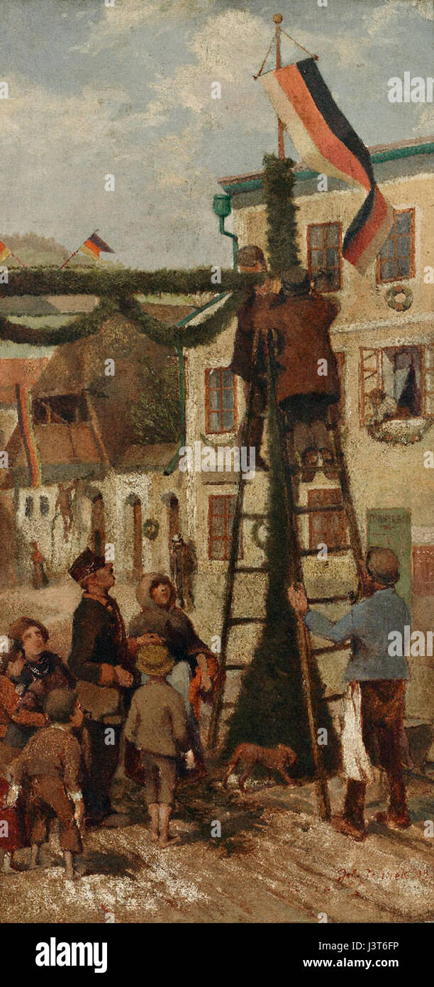 Johann Jelineks Werk „errichten eines Triumphbogens“ beschreibt die architektonische Gestaltung eines Triumphbogens. Dieses Stück veranschaulicht den klassischen Einfluss in der Architektur und feiert monumentale Strukturen, die zum Gedenken an Siege verwendet wurden. Stockfoto