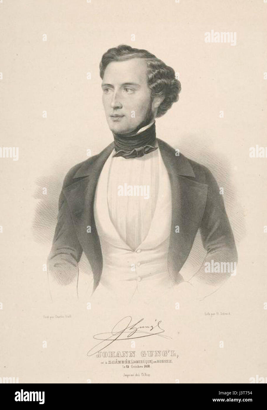 Johann Gungl war ein prominenter österreichischer Komponist und Dirigent des 19. Jahrhunderts, bekannt für seine Beiträge zur Walzer- und Operettenmusik. Seine Werke waren in ganz Europa populär und trugen zum Wachstum der klassischen Tanzmusik während der Romantik bei. Stockfoto