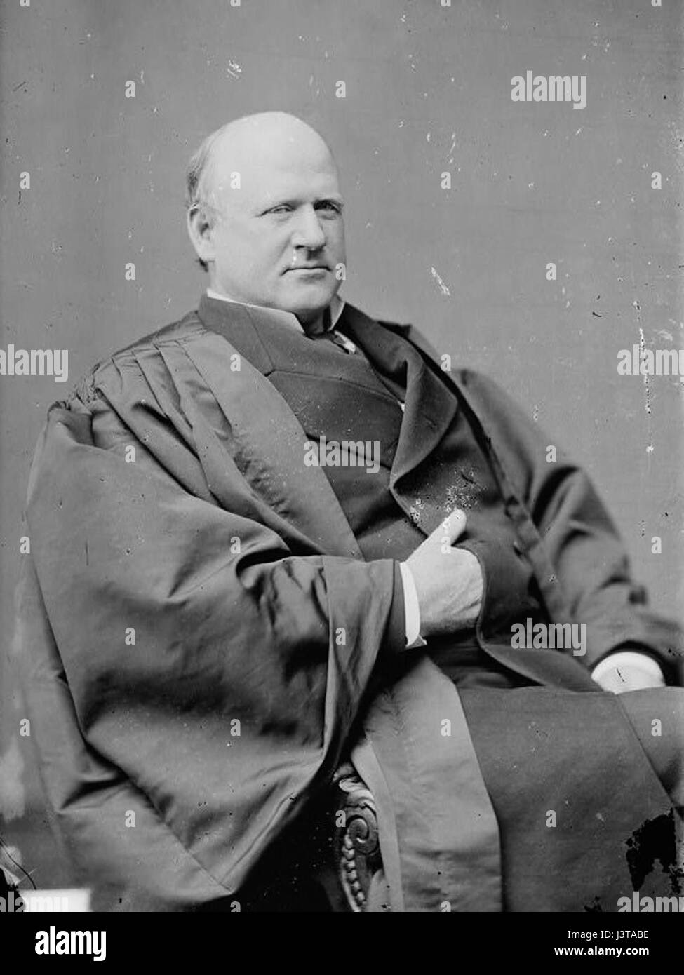 John Marshall Harlan war ein Richter am Obersten Gerichtshof der Vereinigten Staaten, der für seine bemerkenswerten Meinungsverschiedenheiten bekannt war. Dieses Bild ist Teil der Library of Congress-Sammlung und spiegelt seine historische Bedeutung im amerikanischen Recht wider. Stockfoto