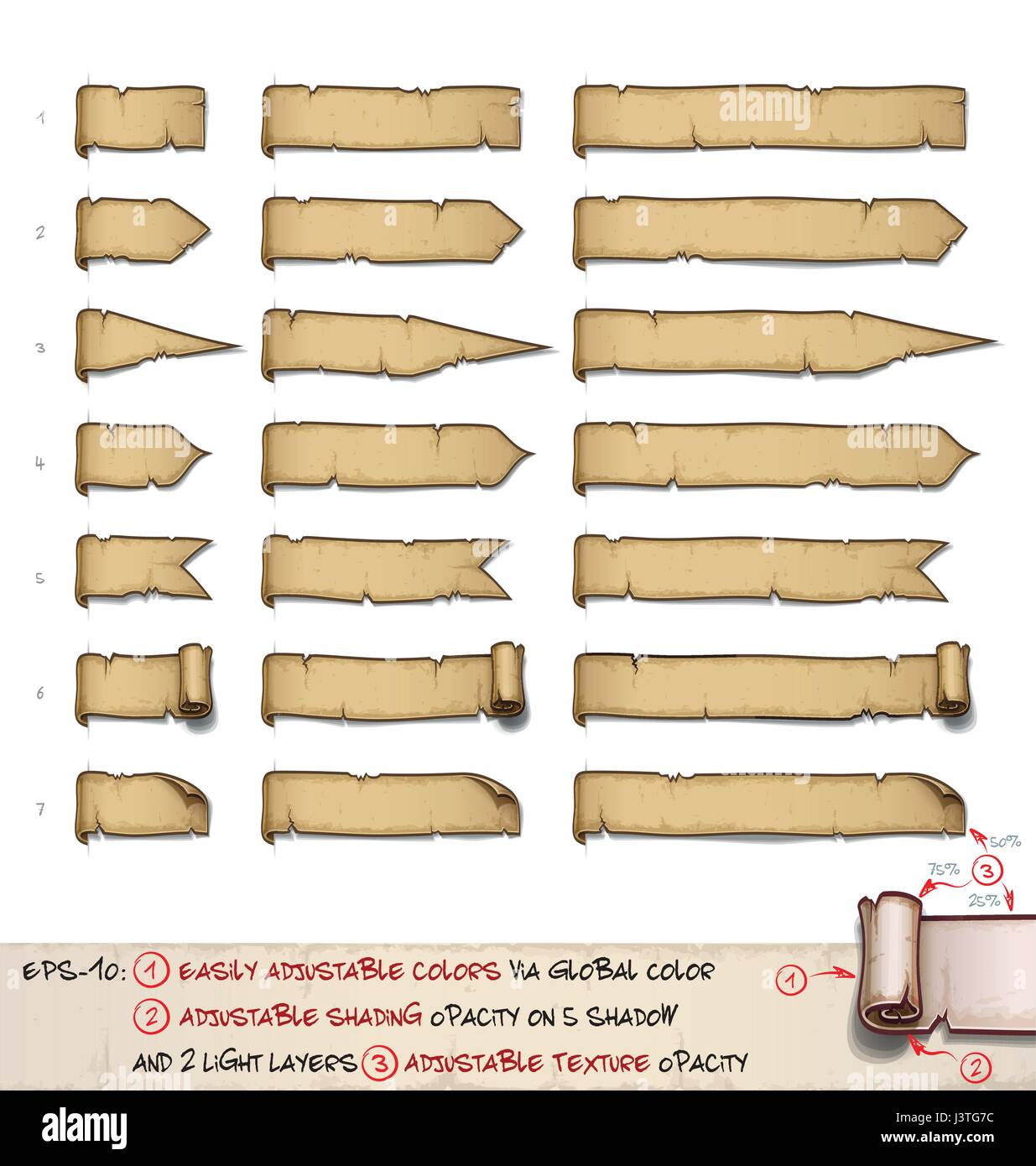 VektorCartoonIllustration von Jahre alten Papyrus oder Pergament Web