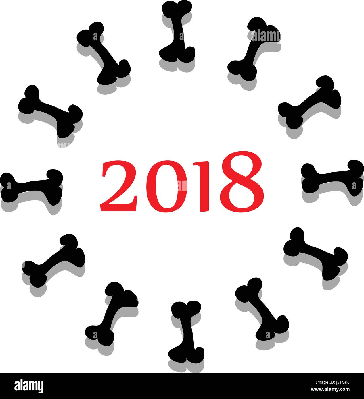 abstrakten Symbol 2018 Jahr mit Knochen. Vektor Stock Vektor