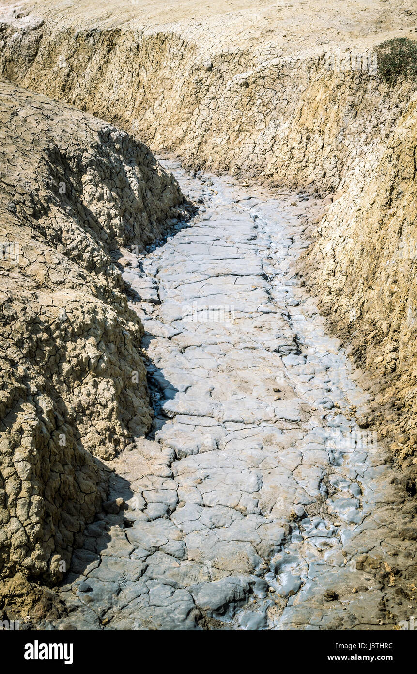 Schlammigen Vulkane, Landkreis Buzau, Rumänien. Aktiven Schlamm Vulkane Landschaft in Europa. Stockfoto