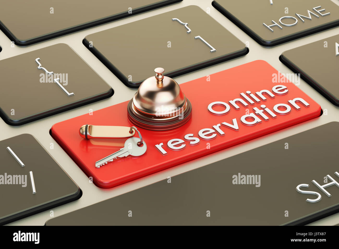 Online-Reservierung Tastatur Taste, 3D rendering Stockfoto