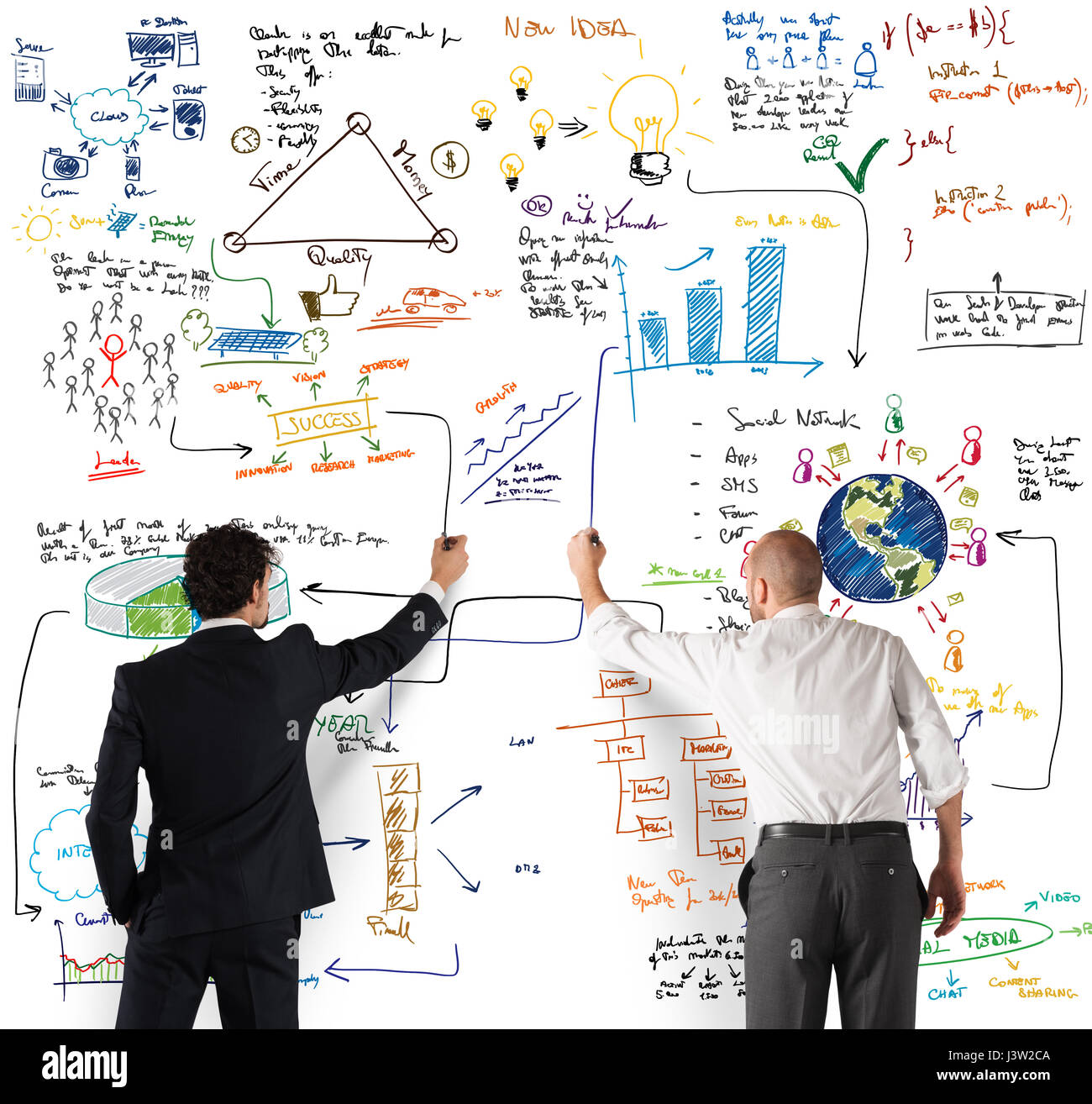 Business-Team zeichnen ein neues komplexes Projekt Stockfoto