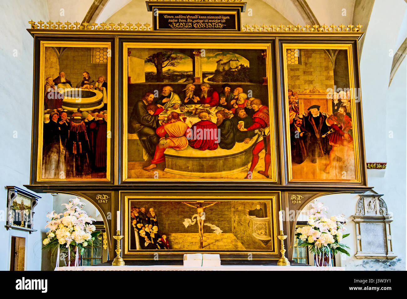 Altar von Lucas Cranach in der Stadtkirche Zu Wittenberg; Altar in St