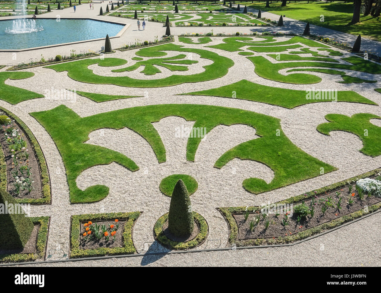 Niederländische barocken Garten von The Loo Palace, ein ehemaliger königlicher Palast und jetzt ein nationales museum Stockfoto