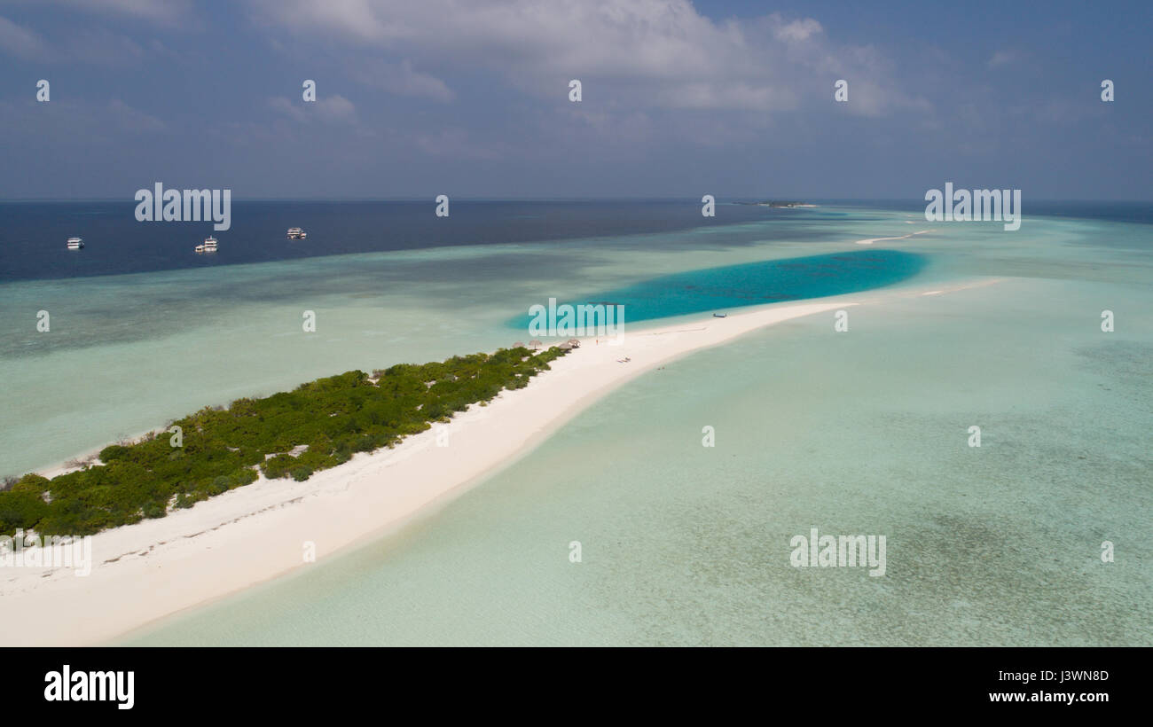 Antenne Landschaft der kleinen Insel im Indischen Ozean, Malediven Stockfoto